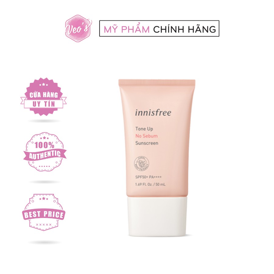 Kem chống nâng tông nắng Innisfree Tone Up No Sebum/Watering Sunscreen 50ml SPF 50+ PA ++++