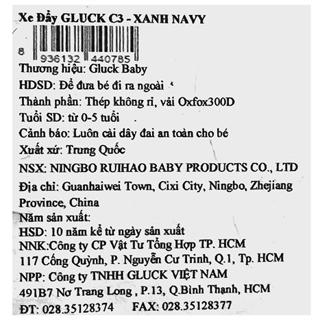 Xe đẩy trẻ em Gluck C-3 xanh navy