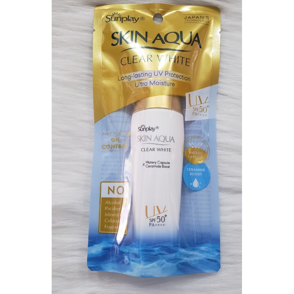 Lót Trang Điểm nhẹ tênh Chống nắng Kiểm soát dầu Sunplay Skin Aqua Clear White SPF 50+ PA++++ 25g