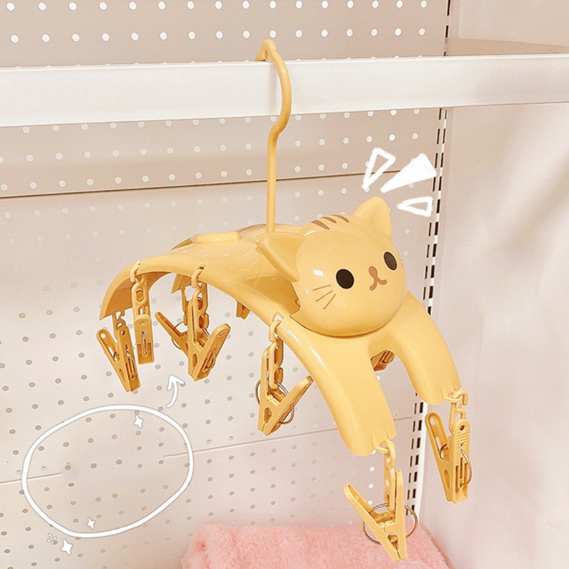Kẹp Phơi Quần Áo Hình Mèo Hoạt Hình Siêu Dễ Thương Kèm 10 Kẹp Phơi Khô