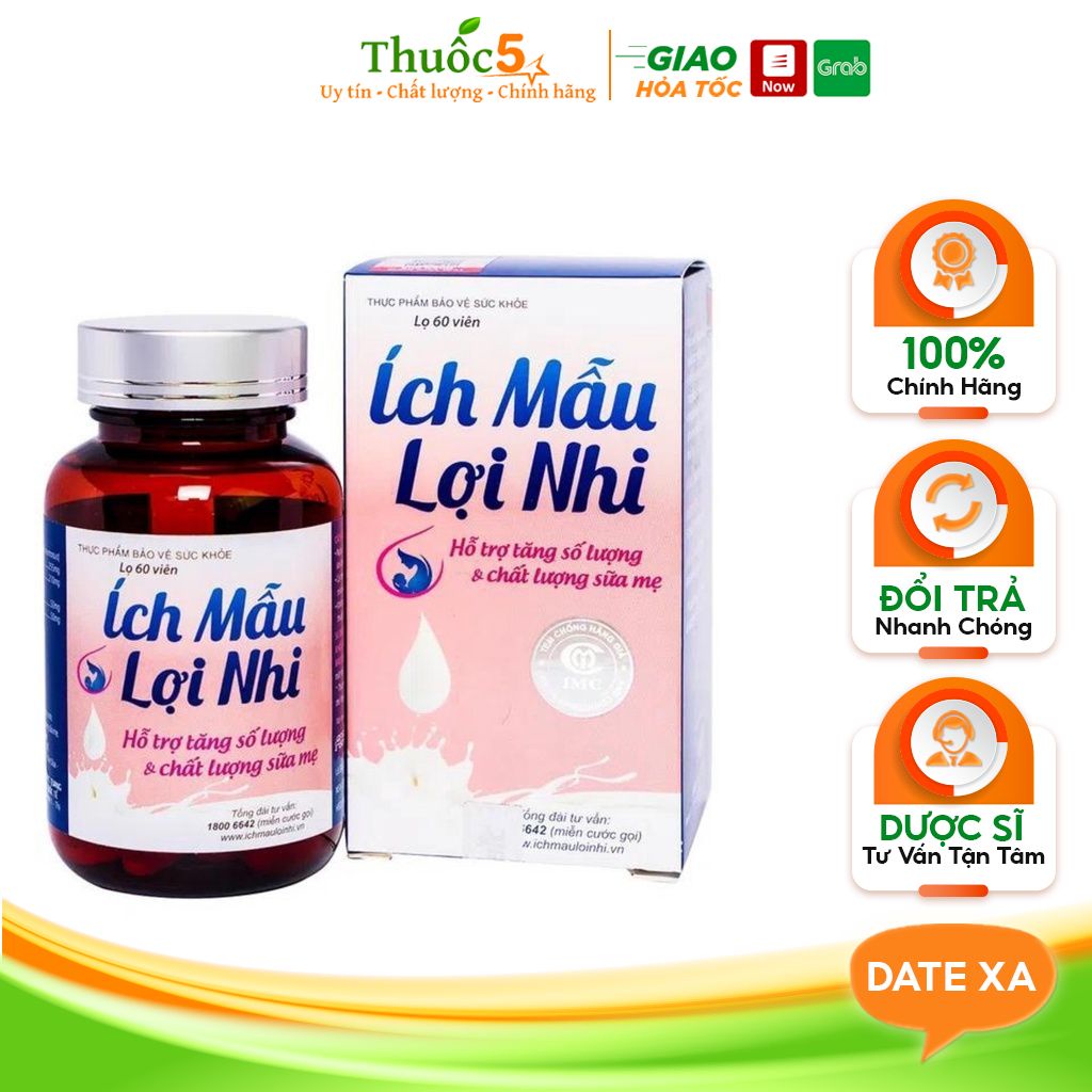 Viên Uống Lợi Sữa Ích Mẫu Lợi Nhi Hỗ Trợ Tăng Dồi Dào Lượng Sữa Mẹ, Bồi Bổ Khí Huyết Hộp 20-60 Viên