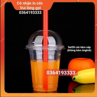 Cốc nhựa dùng 1 lần 400ml 500ml 50 cái cốc nhựa nắp cầu