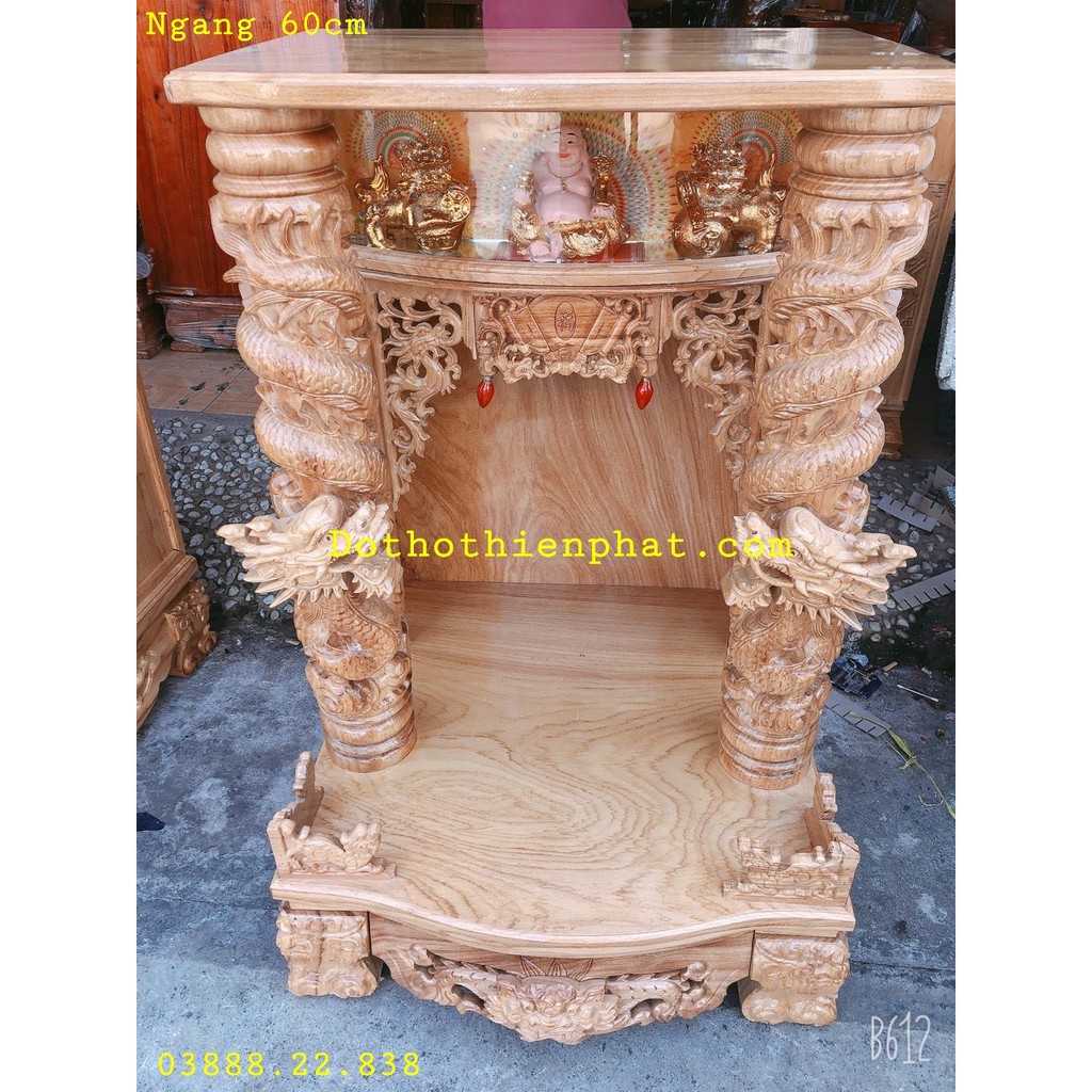 Bàn thờ thần tài ông địa gỗ gõ đỏ rồng mây VIP