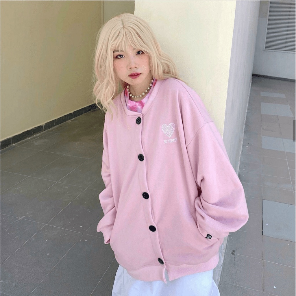 Áo Khoác Cardigan, Sweater, Jacket Uncover Nữ Nam Chất Thun Nỉ Ngoại in hình trái tim Form Rộng Nút Cài Unisex TP368[New
