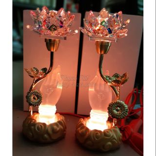 Bộ Đèn Thờ Hoa Sen Bàn Tay Phật 26cm
