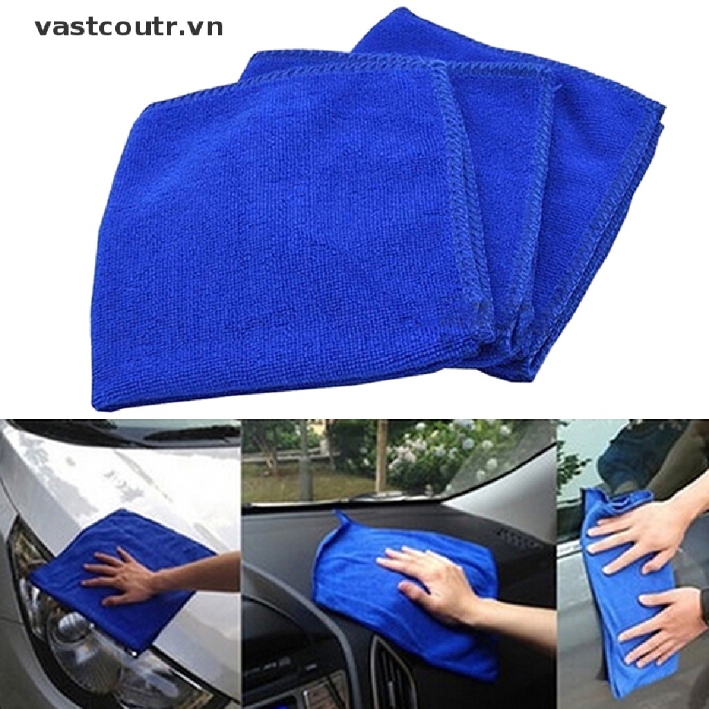 5 Khăn Lau Xe Hơi Vải Microfiber Màu Xanh Dương