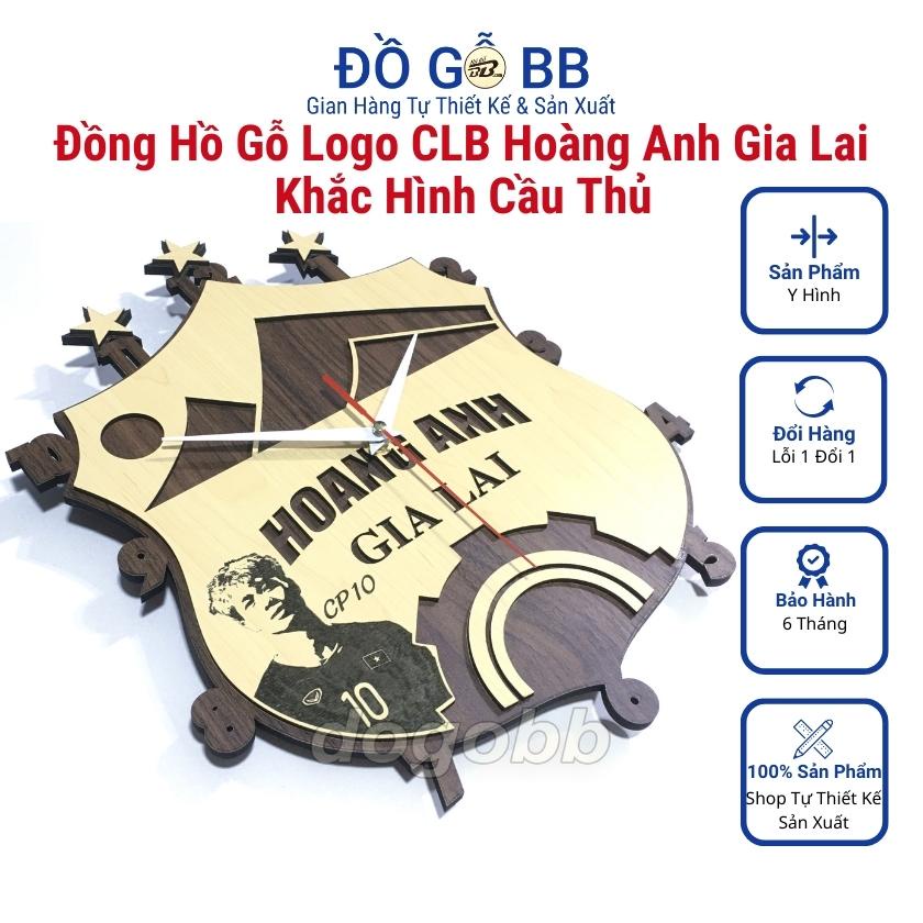 Đồng hồ gỗ bóng đá logo HAGL HOÀNG ANH GIA LAI khắc hình ZICO, CÔNG PHƯỢNG, TUẤN ANH, XUÂN TRƯỜNG, VĂN TOÀN - Đồ Gỗ BB