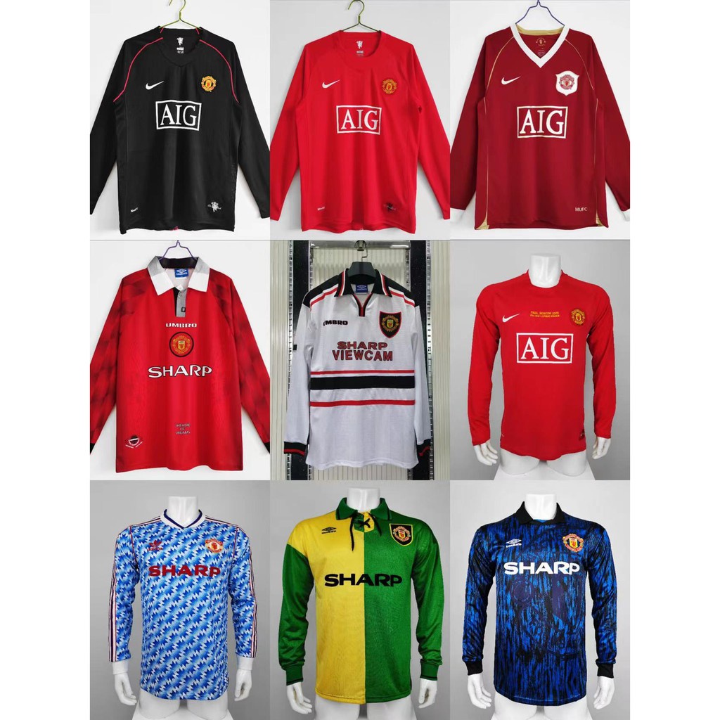Áo Thun Bóng Đá Tay Dài Phong Cách Retro Manchester United Cho Nam