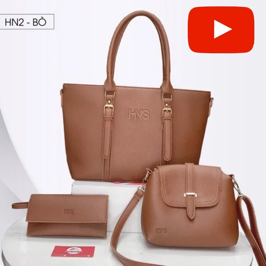 Combo 3 trong 1 túi xách nữ, bộ sản phẩm túi da cao cấp, xách tay, đeo vai, đeo chéo, ví nữ, chất liệu da, 3 màu