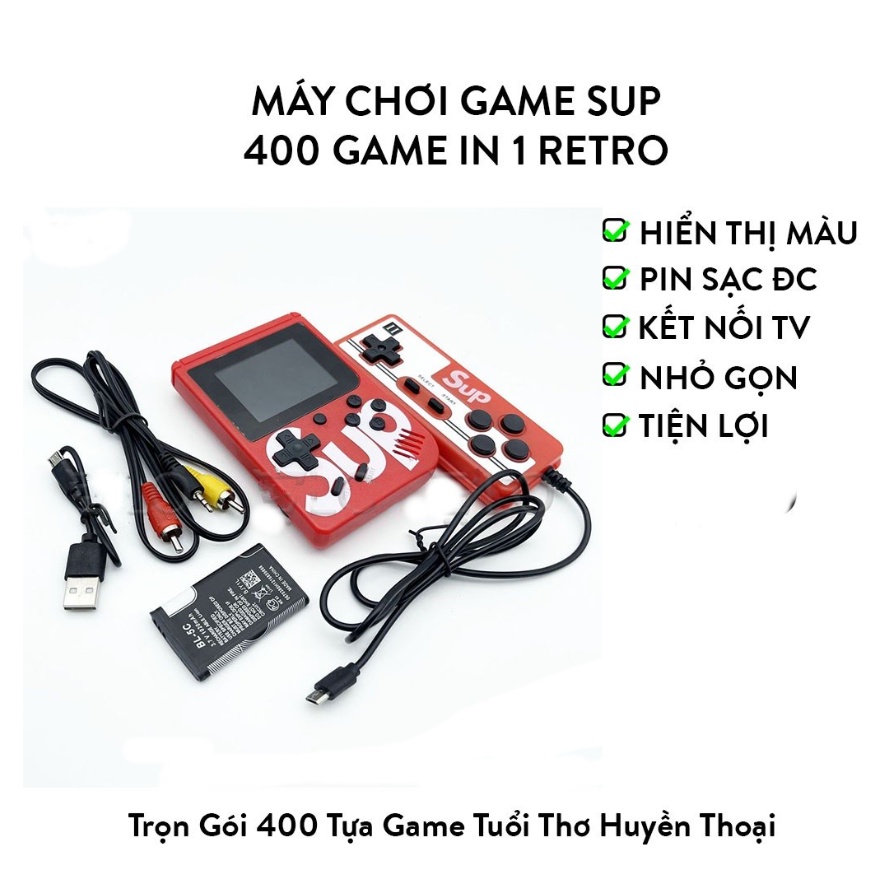 Máy Chơi Game Sup 400 Game In 1 Retro Kèm Tay Cầm Chơi Game 2 Người - Tặng Kèm Pin sạc - Bảo Hành 3 tháng