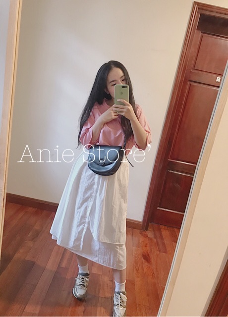 Chân Váy Xòe Ulzzang Nữ Lệch Vạt 🦋 Váy Nữ Trơn 2 Tà Cạp Chun Đen Trắng 🦋 | BigBuy360 - bigbuy360.vn