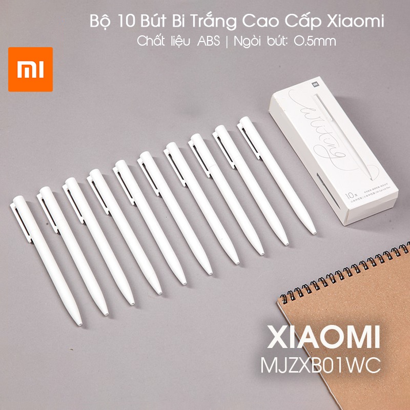 [Hỏa Tốc HCM] Bộ 10 Bút Bi Trắng Cao Cấp Xiaomi - Mực Đen (MJZXB01WC)