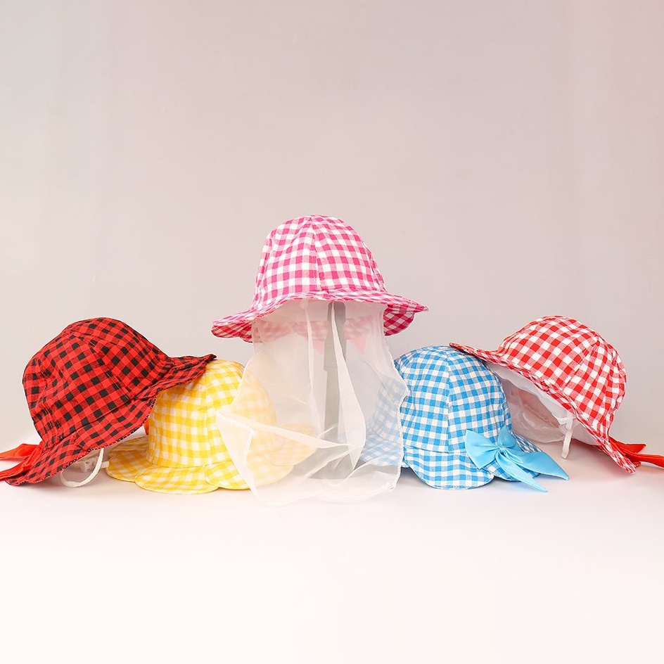 NÓN VÀNH KẺ SỌC ĐÍNH NƠ KÈM KHĂN VOAN CHO BÉ 3-24 THÁNG