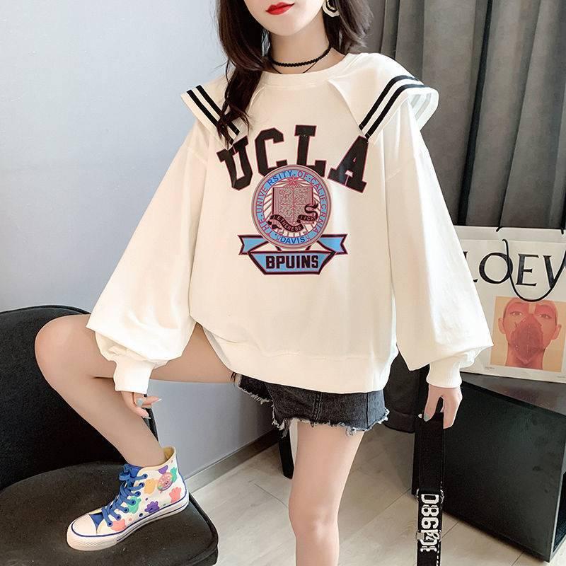 Áo thun tay dài cổ tròn dáng rộng phong cách Hàn Quốc thời trang mùa thu cho nữ