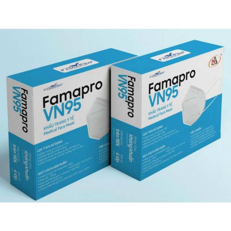 Combo 5 hộp 50 cái khẩu trang VN95 Famapro N95 Famapro 4 lớp kháng khuẩn