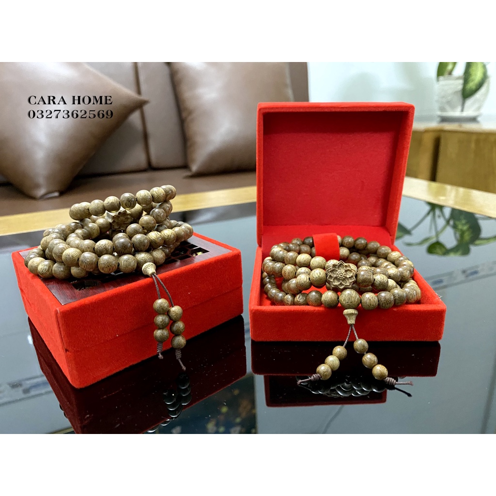 Vòng tay trầm hương tự nhiên bát tràng 108 hạt hoa sen 6mm 7mm 8mm cho nam và nữ