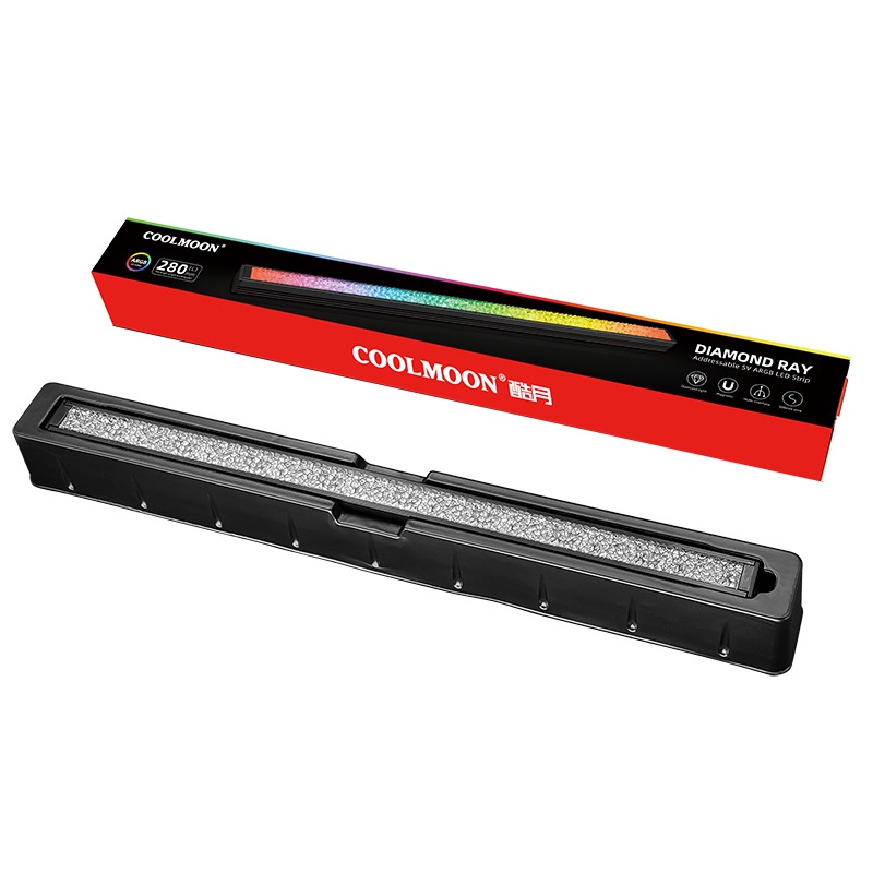 Thanh LED RGB Coolmoon Crystal (29cm đế nam châm) - Tích Hợp ARGB 3Pin 5V &amp; 4Pin Coolmoon