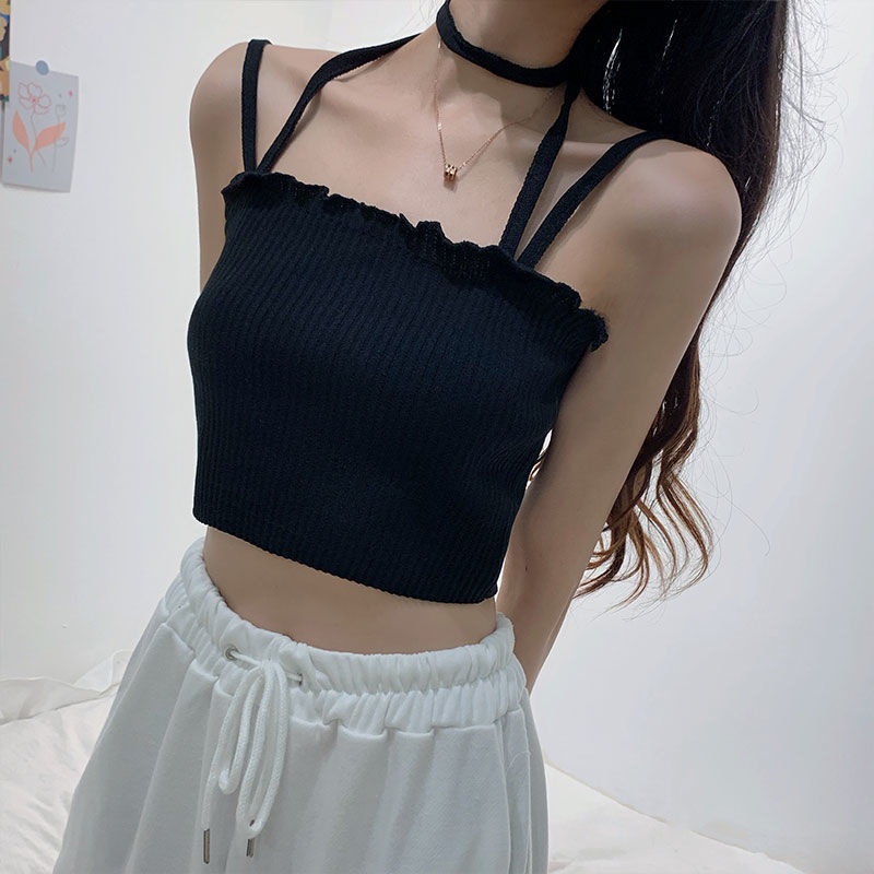 Áo Hai Dây Dáng Ngắn Thời Trang Mùa Hè Quyến Rũ Cho Nữ