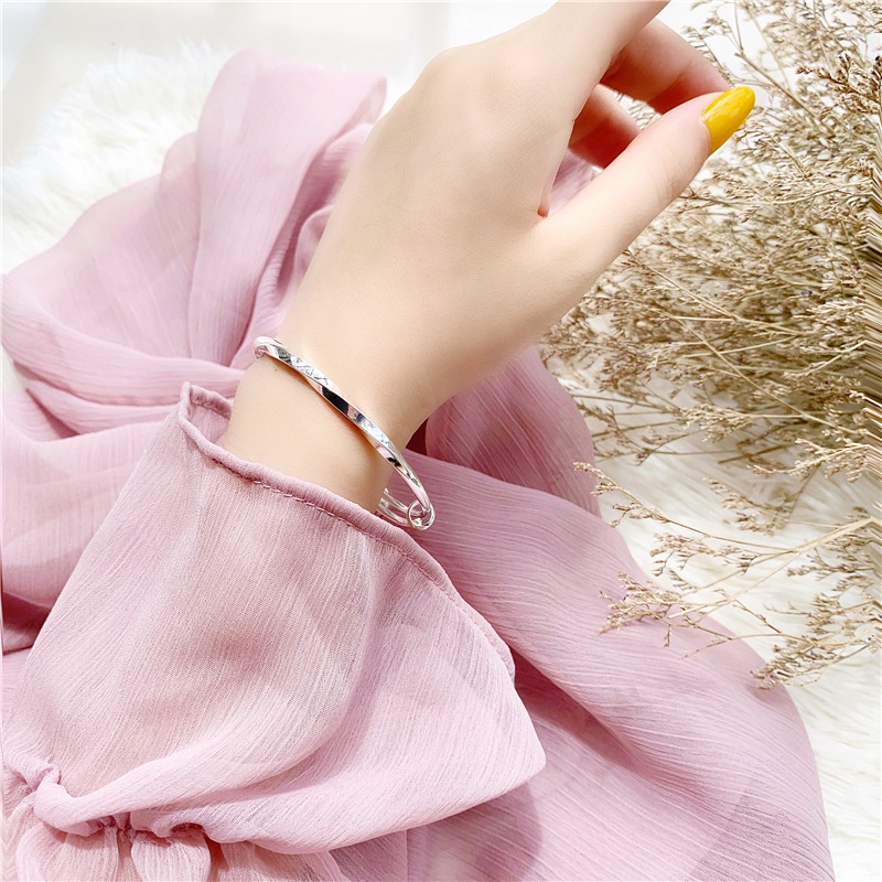 Vòng Đeo Tay Kiểu Gợn Sóng Bằng Bạc 925 Có Thể Điều Chỉnh
