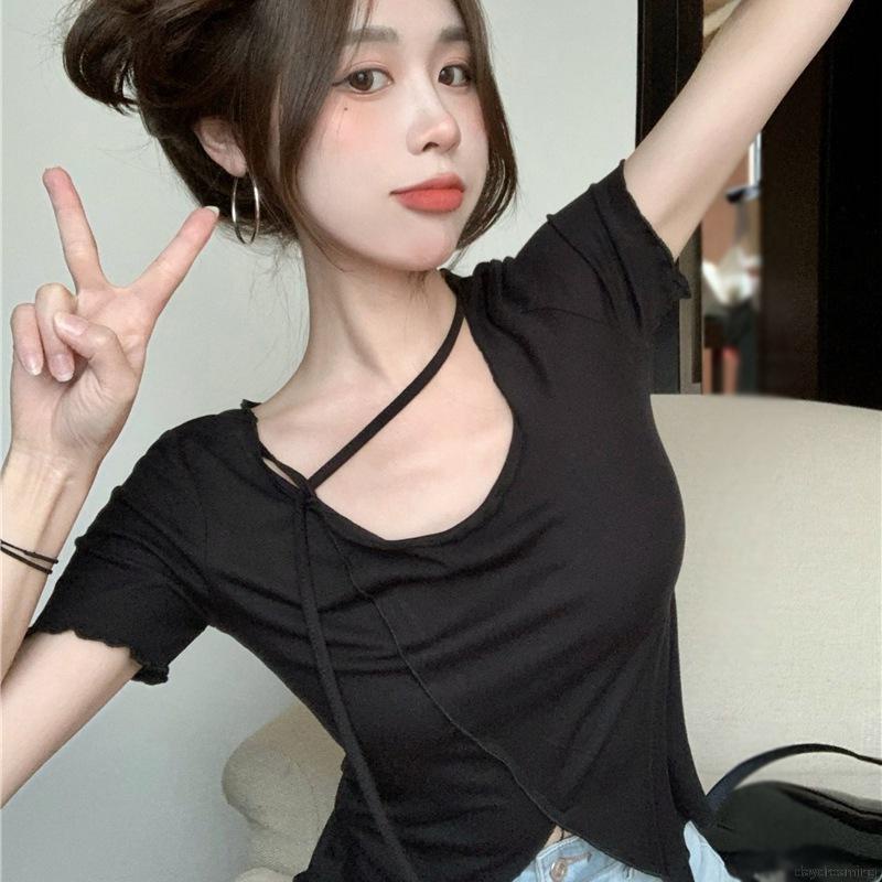 Áo Croptop Tay Ngắn Thiết Kế Độc Đáo Thời Trang Mùa Hè Cho Phái Nữ