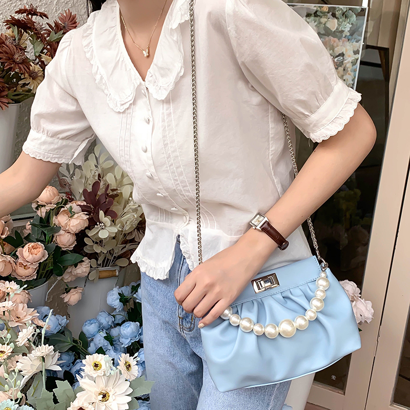 IELGY Túi đeo chéo dạng mây thiết kế đính ngọc trai nhân tạo duyên dáng dành cho phái đẹp