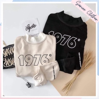 Xả kho - Áo nỉ sweater đôi nam nữ áo hoodie nỉ áo nỉ nam nữ unisex 1976 form rộng style hàn quốc Saniee Clother