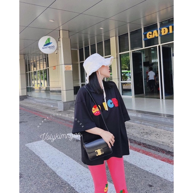 Set áo cotton hình thêu lông xinh xắn quần ôm hàng cao cấp