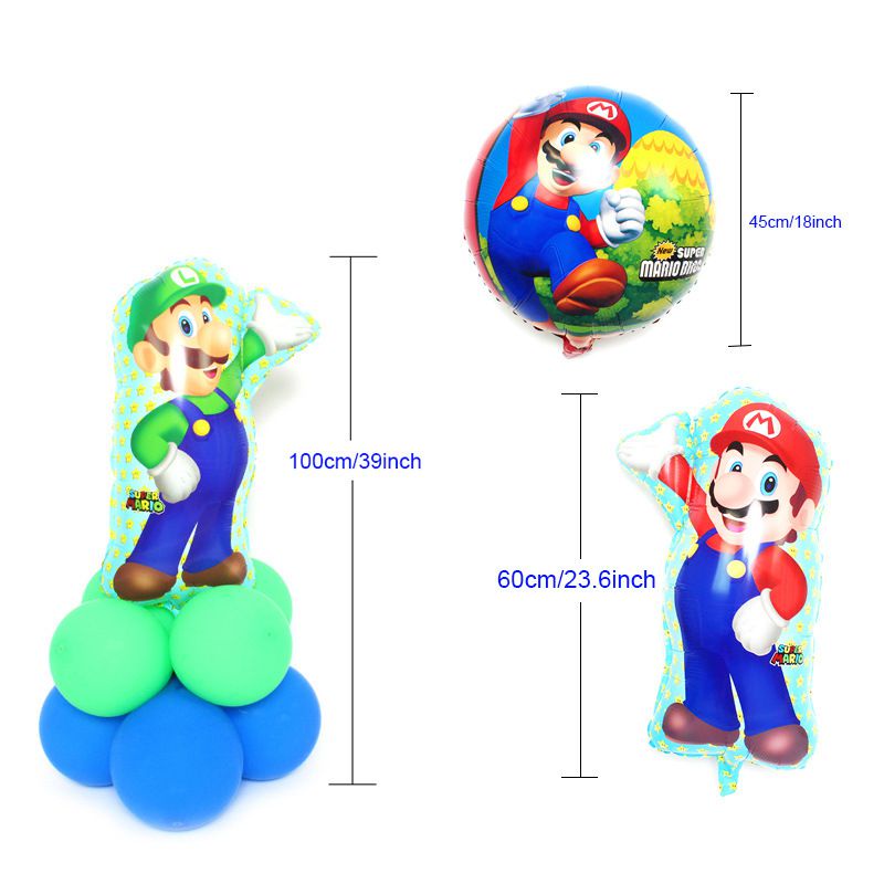 Bong Bóng Hình Nhân Vật Hoạt Hình Mario Trang Trí Tiệc Sinh Nhật Cho Bé