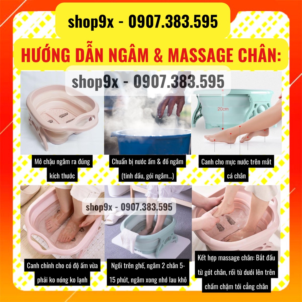 Chậu Ngâm Chân Gấp Gọn - Chậu Massage Chân Đa Năng Silicon - KT 50x41x21 - Shop9X TP.HCM