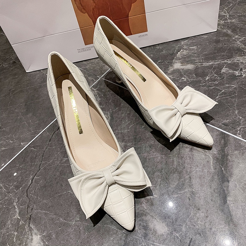 Giày Cao Gót Mũi Nhọn Phối Nơ Xinh Xắn Dành Cho Nữ