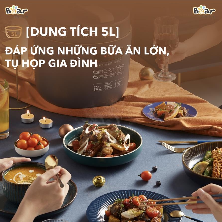 Nồi Áp Suất Điện Đa Năng BEAR YLB-A50M1 5L Nồi Ninh Xương, Hầm Gà, Nấu Cháo Công Suất 900W - Hàng Chính Hãng