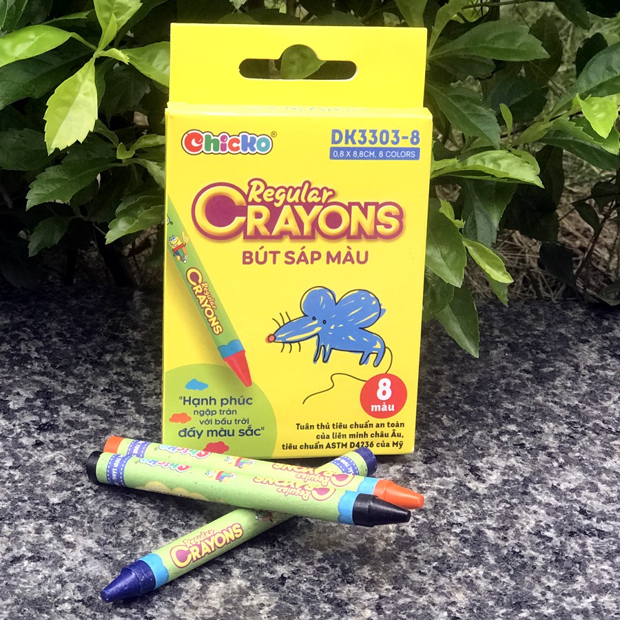 Bút sáp màu DUKA Regular Crayons 8 màu DK3303-8 (Dành cho bé 3+)