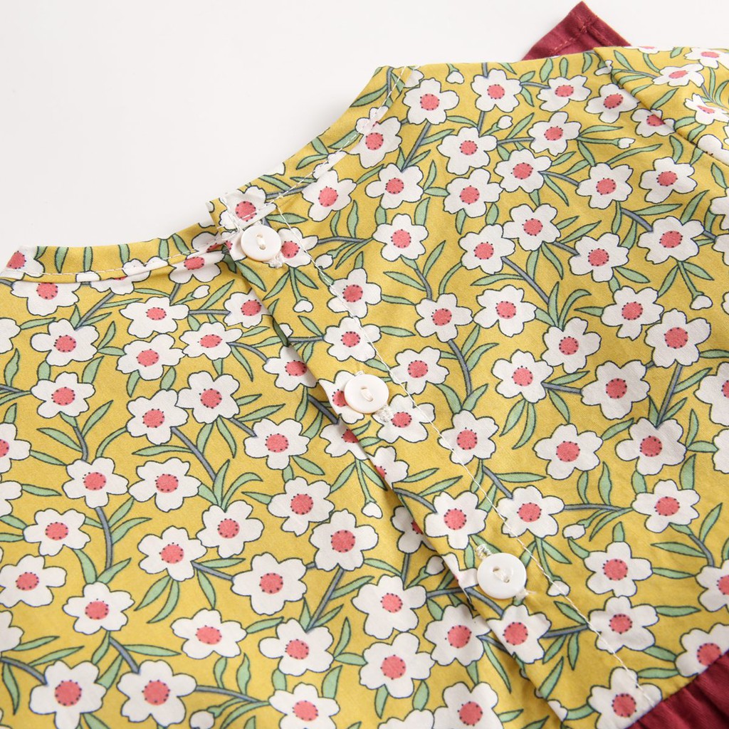 Áo liền quần Sanlutoz cotton tay dài in hoa cho bé gái