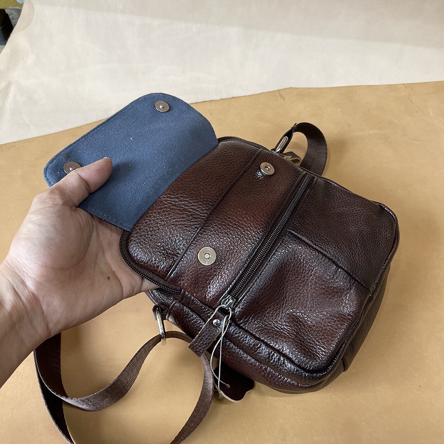 Túi Đeo Chéo Thời Trang Cho Nam, Chật Liệu da Bò Thật Cao Cấp CB07 Bảo Hành Da 3 Năm