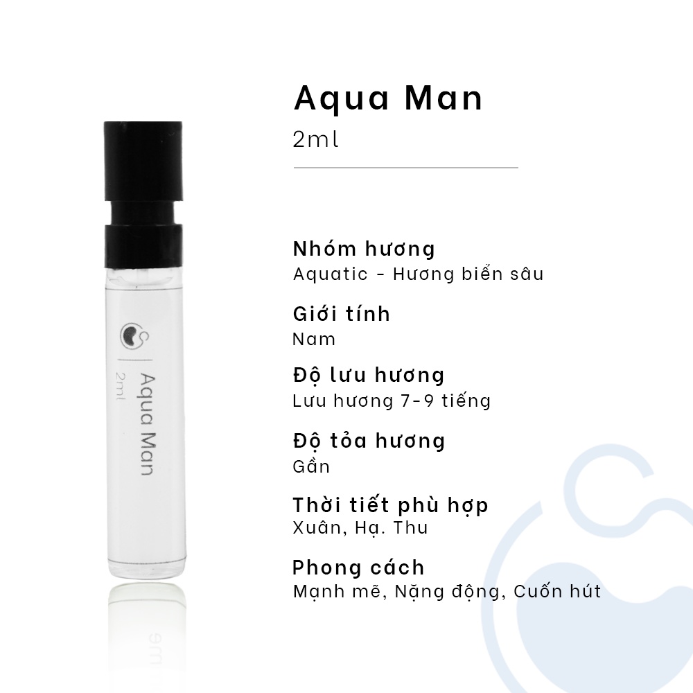 Tinh Dầu Nước Hoa Nam Cloud AquaMan Nam Tính, Hấp dẫn, Tinh tế - Hương Thơm Biển Sâu Lọ 2ml