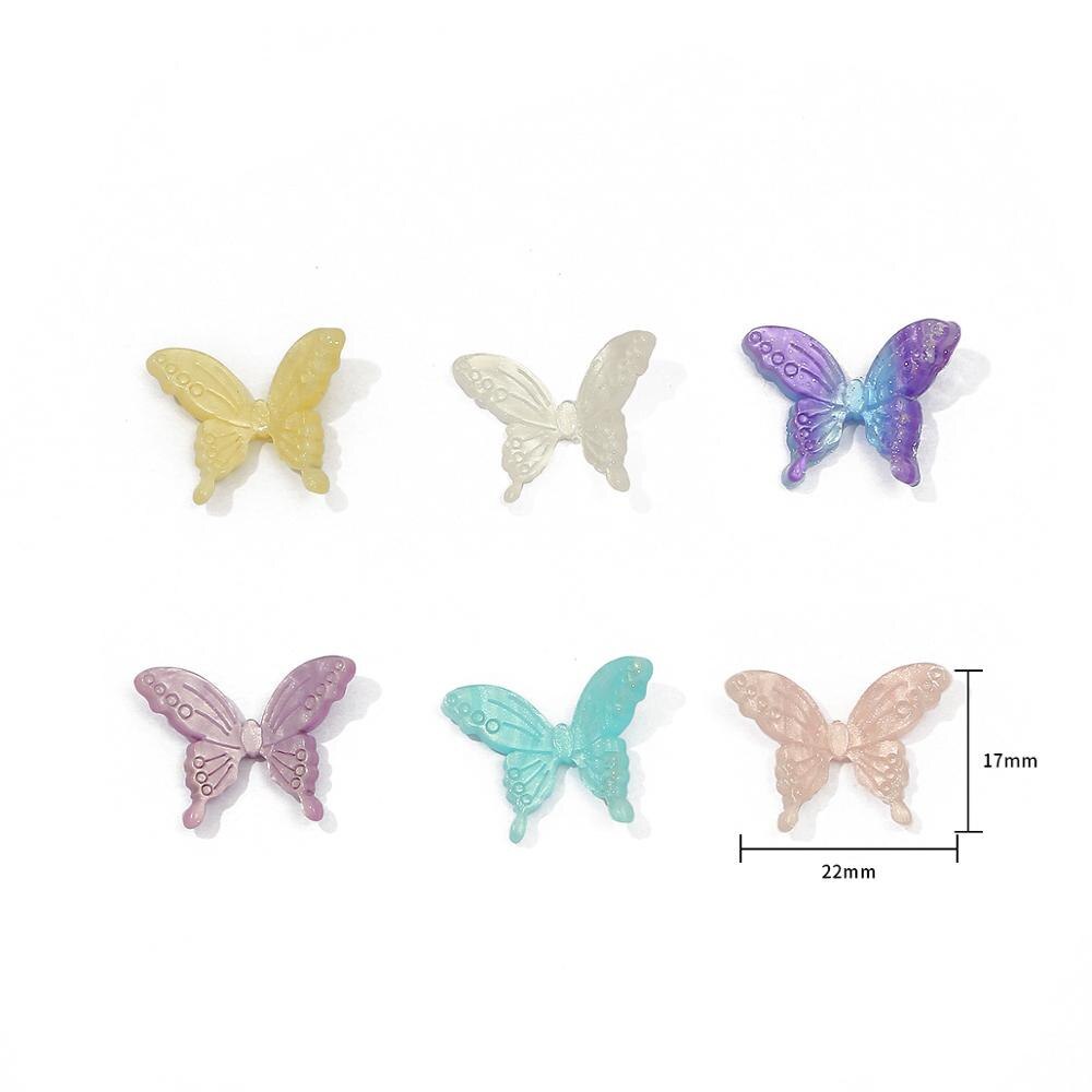 Set 4-6 Phụ Kiện Làm Trang Sức Hình Bướm Nhiều Màu 17x22mm