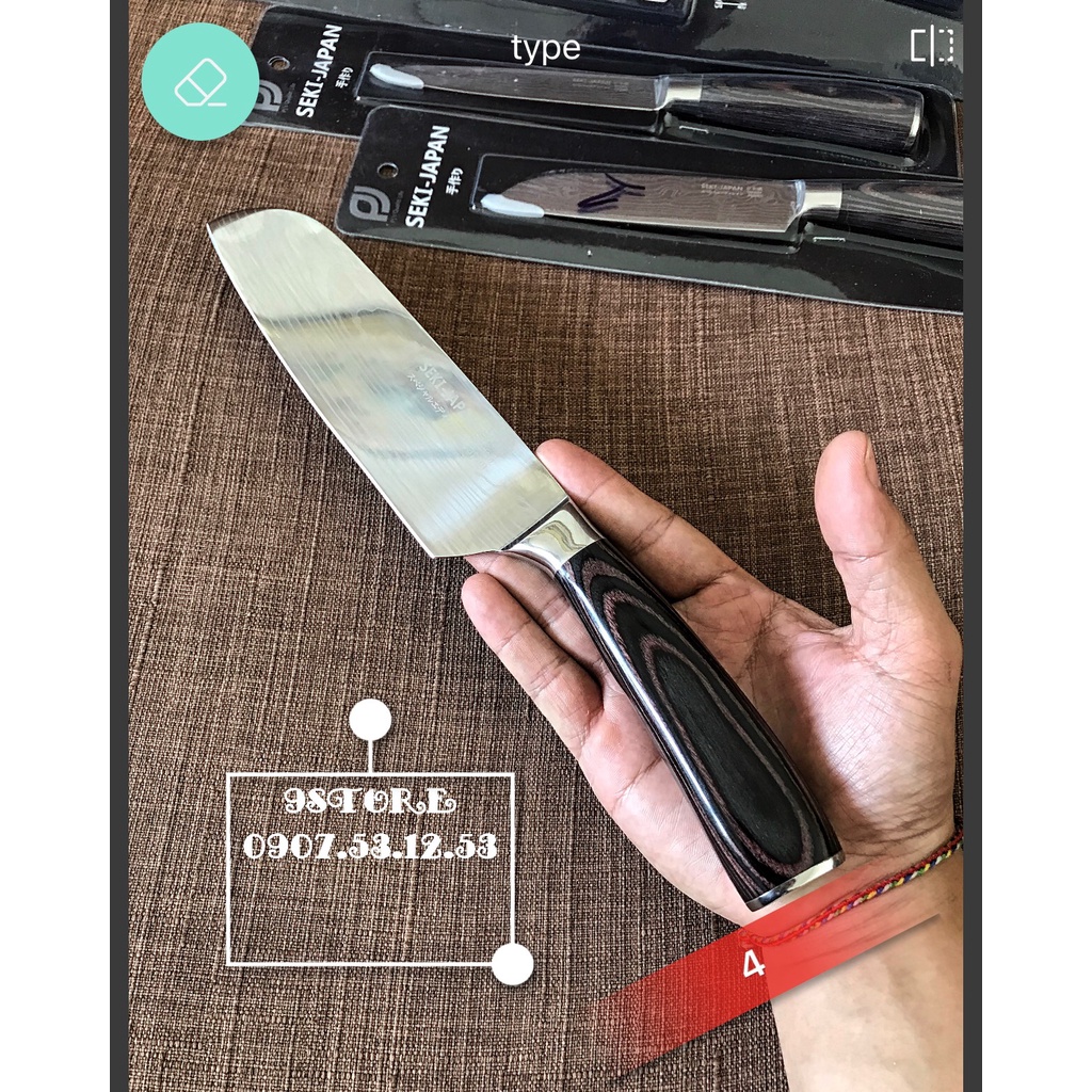 01 Dao SEKI JAPAN Damascus vân gỗ - inox sus 304 cao cấp