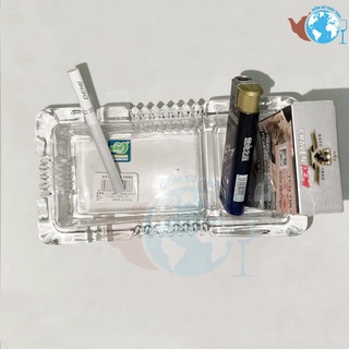 Gạt tàn 2 ngăn bằng thủy tinh tiện lợi, sang trọng