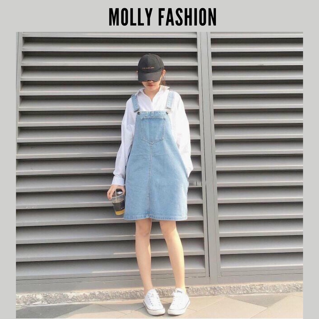 VÁY YẾM JEAN nữ QJ06 ❤️ Váy Jean Denim dạng yếm dáng ngắn Ulzzang Hàn Quốc Molly Fashion