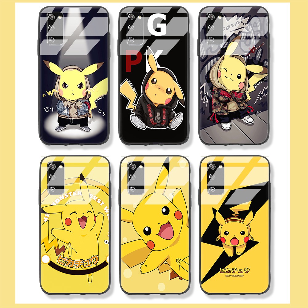 Ốp điện thoại tráng kính lực in họa tiết Pikachu Pokemon thích hợp cho IPHONE XS MAX XR X XS 11 7 PLUS 8 PLUS 7 8