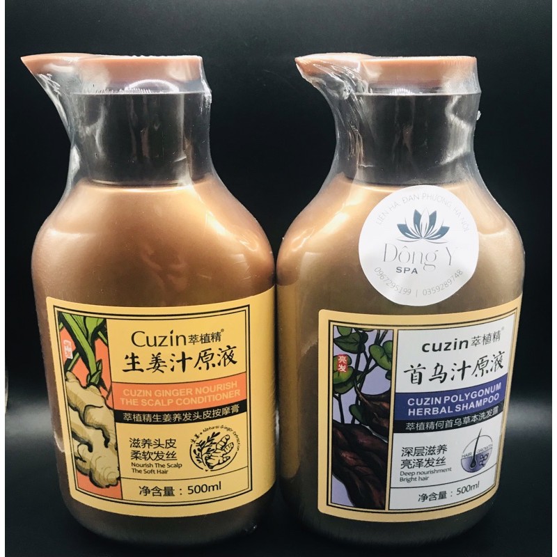 Cặp dầu gội hà thủ ô xả gừng phục hồi tóc mềm mượt tự nhiên mùi thơm thảo dược