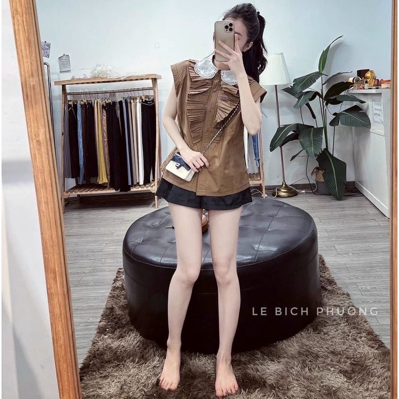 Áo Bigsize sơ mi ren cổ Ben Tô (60-85kg) MS110