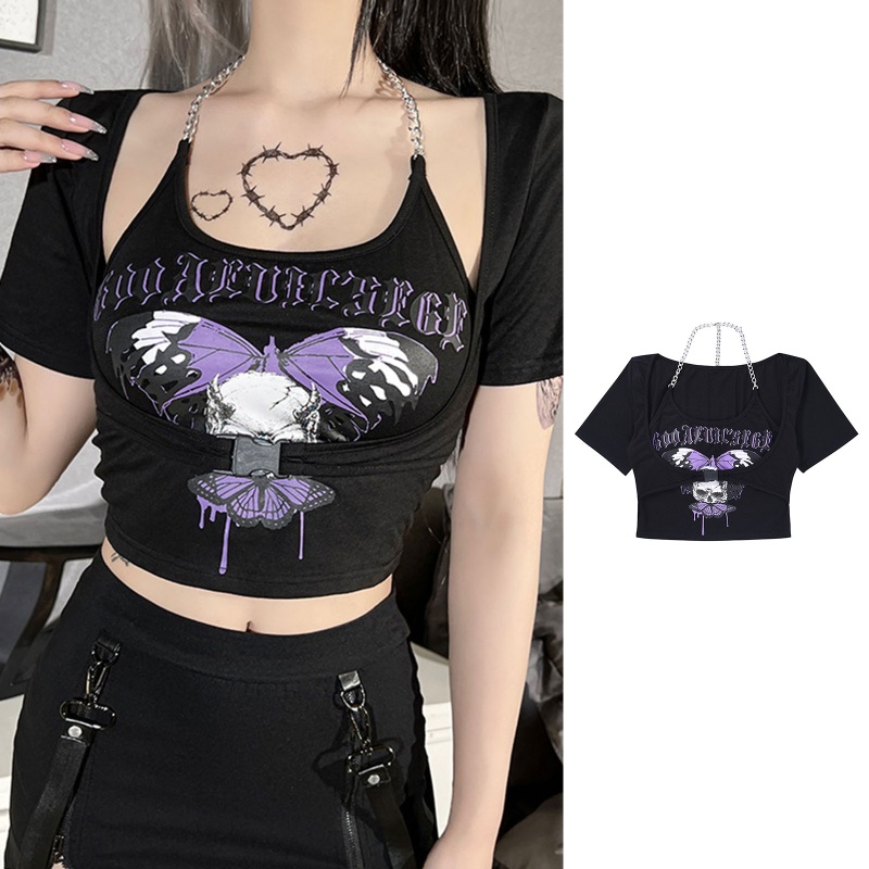 Xixi Set Đồ 2 Món Gồm Áo Hai Dây Họa Tiết Bướm Và Áo Khoác Cardigan Dành Cho Nữ