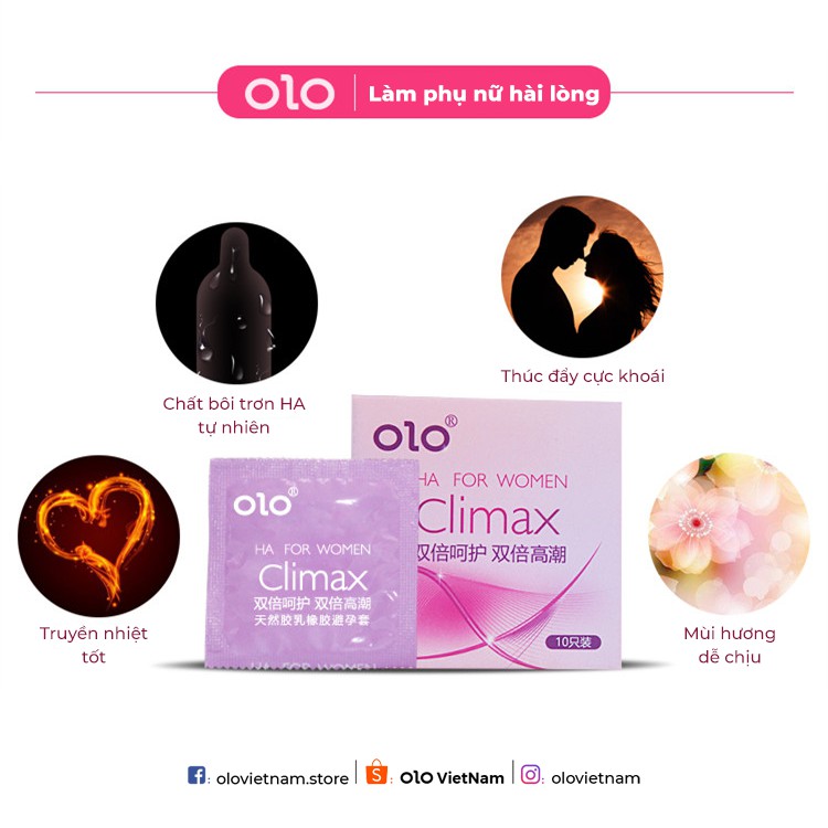 Bao cao su OLO Climax Ha For Women có gai li ti, gel bôi trơn nuôi dưỡng sâu, siêu mỏng nội địa Trung 3 bao