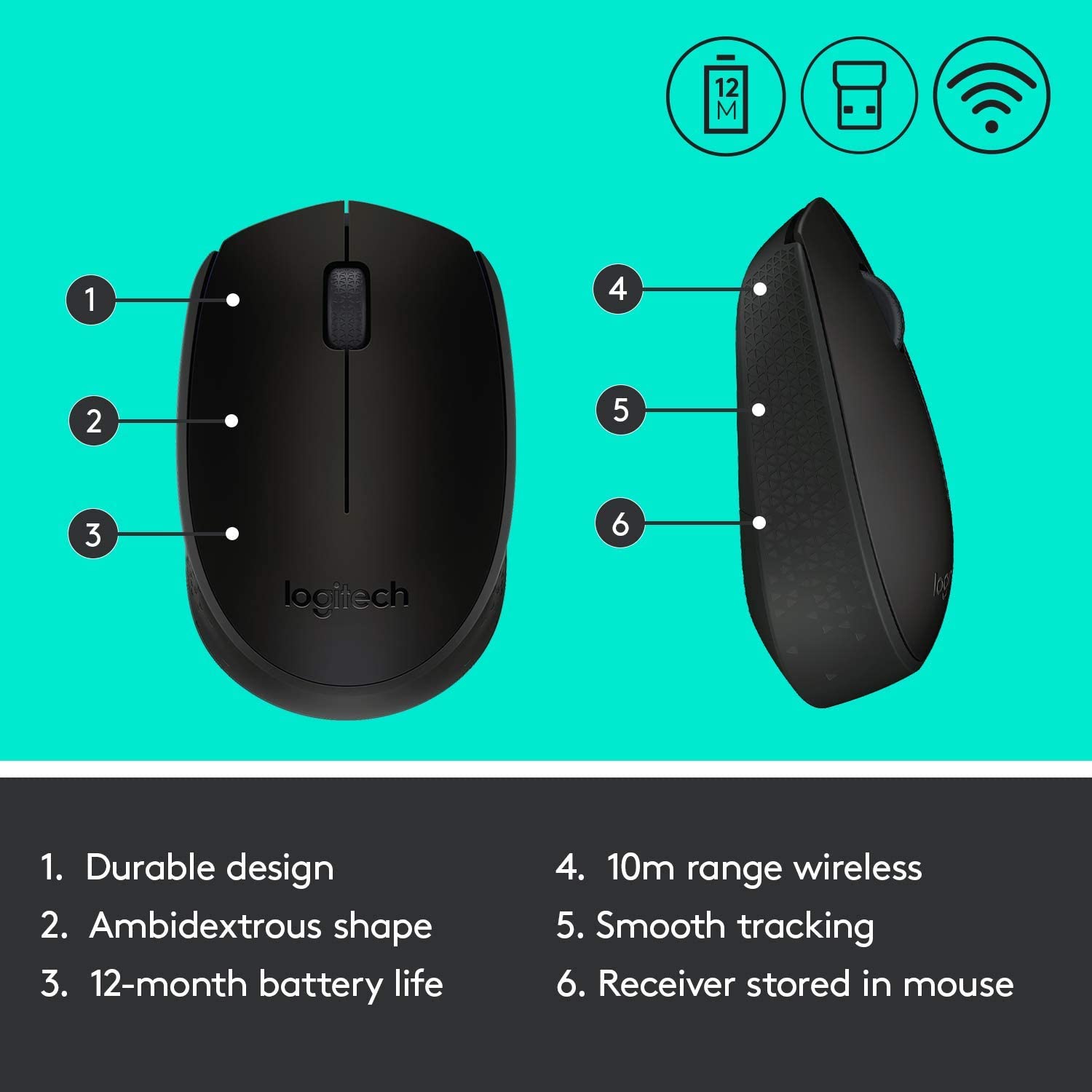 Chuột Không Dây Logitech M170 2.4 Ghz 12-monhs