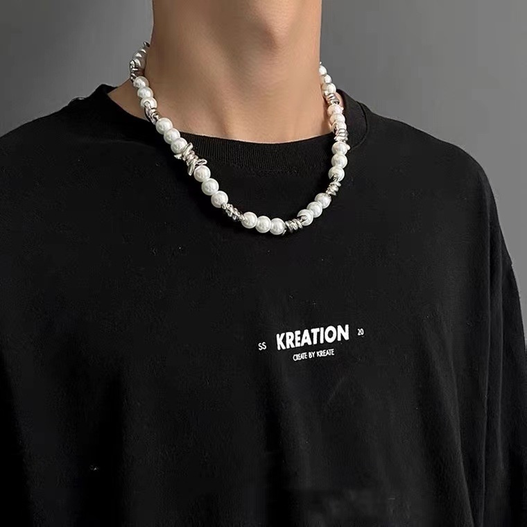 Dây chuyền 19A1570 phối ngọc trai và gai sang trọng phong cách hip hop thời thượng