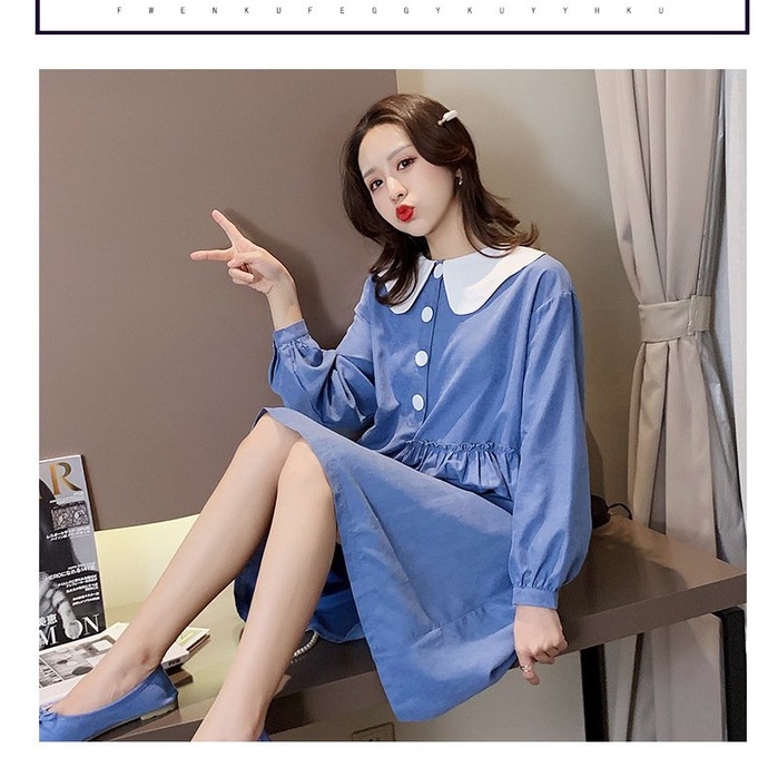 Váy bầu công sở nhún lệch tầng
