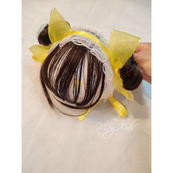 Băng đô tiểu thư tóc giả kèm búi cho bé