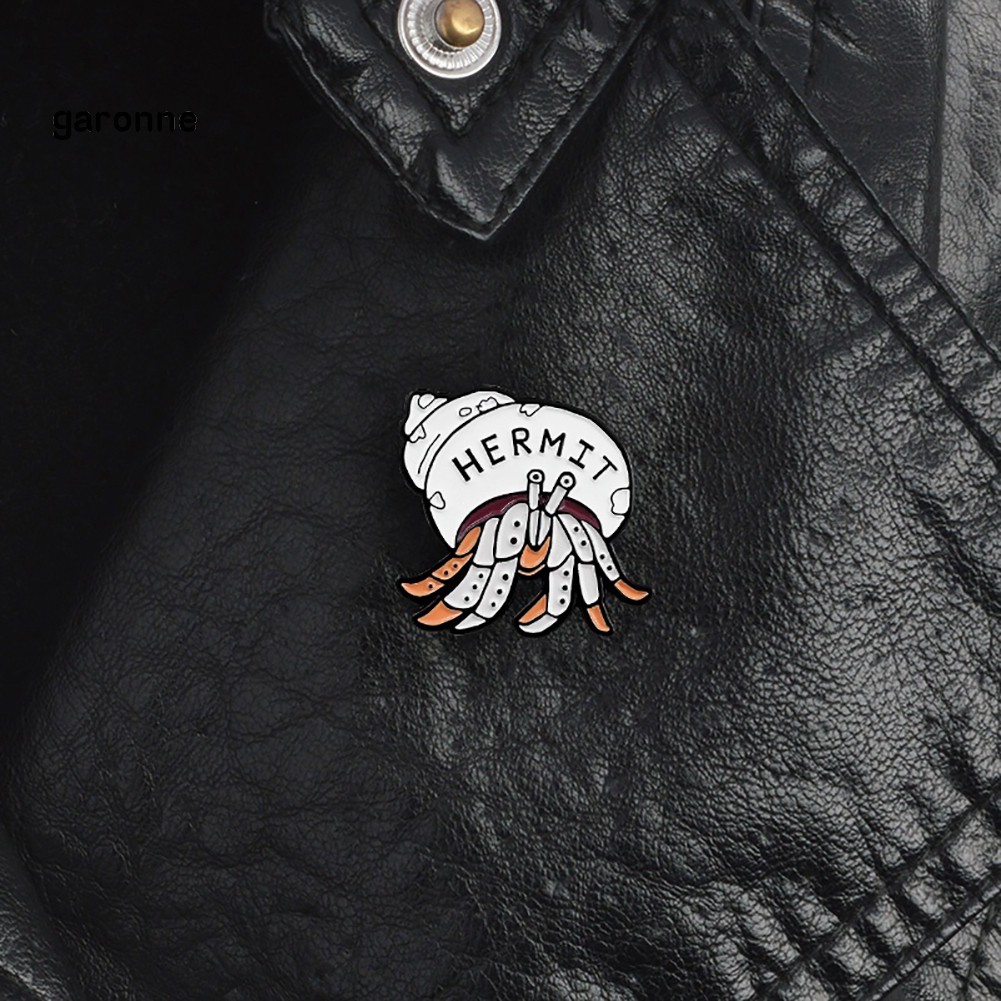 GA_Cartoon Hermit Crab Enamel Brooch Pin Unisex Badge Denim Coat Clothes Decor
