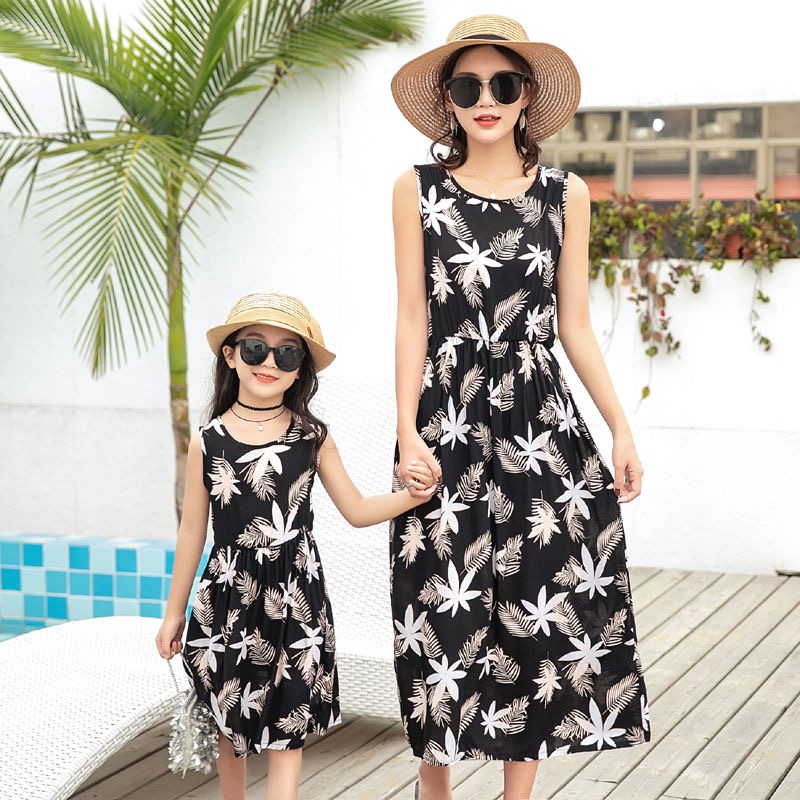 Đầm Dài Không Tay Họa Tiết Hoa Thời Trang Xuân Hè Cho Nữ 110-160cm